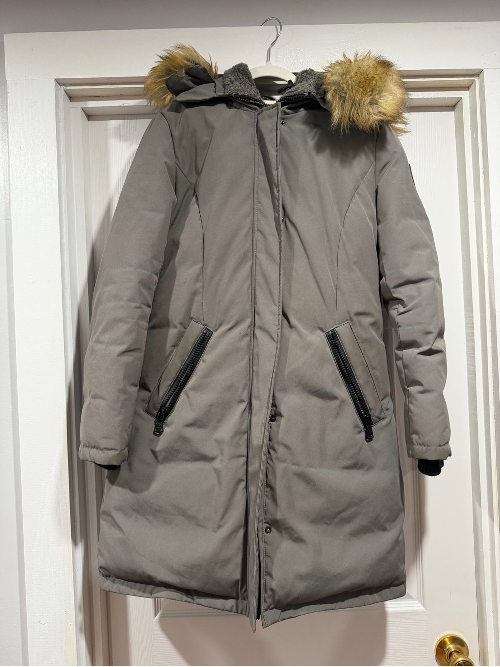Vince Camuto Gray Parka with Faux Fur Trim